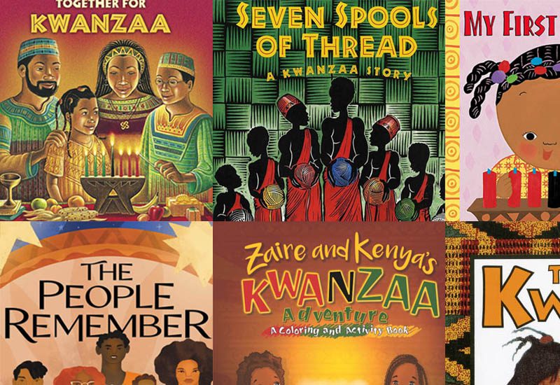 Books to help children and learn about kwanzaa, seven spools of threads