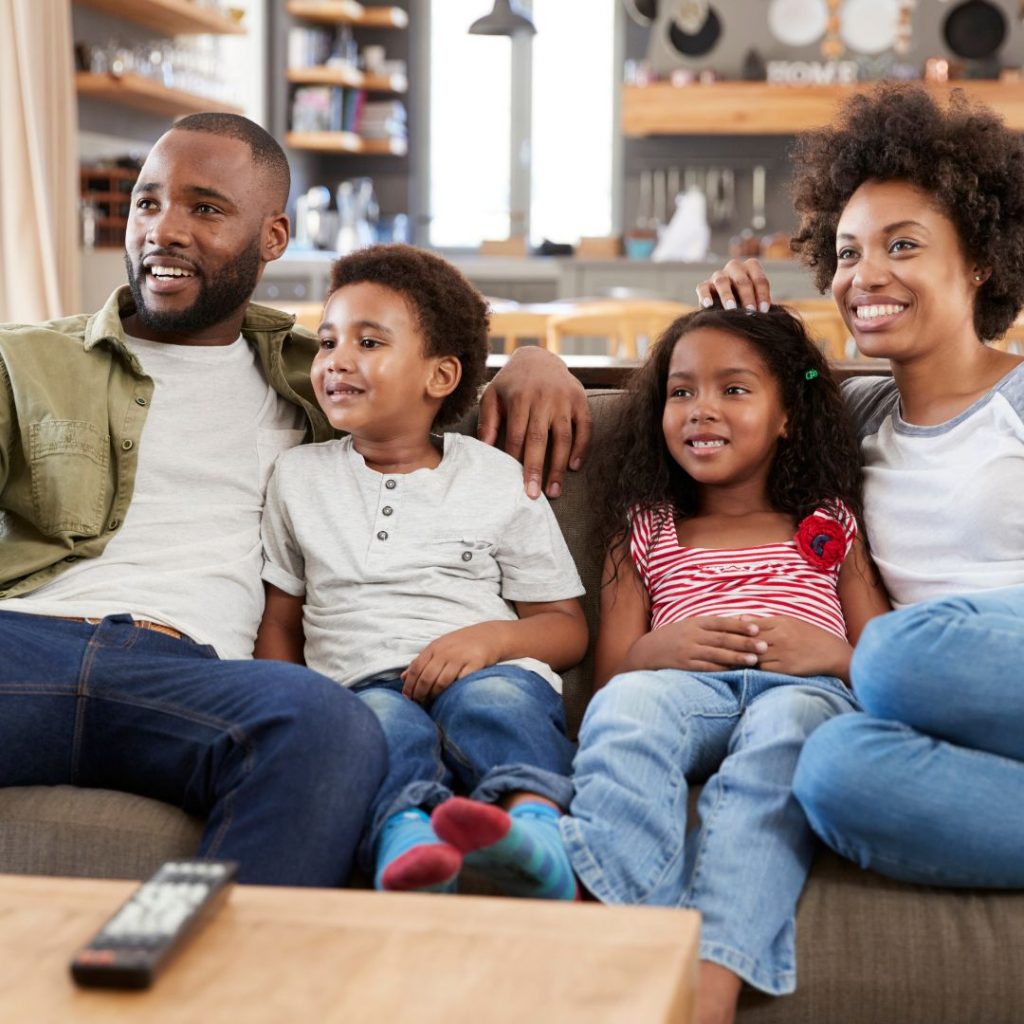 black family watching TV