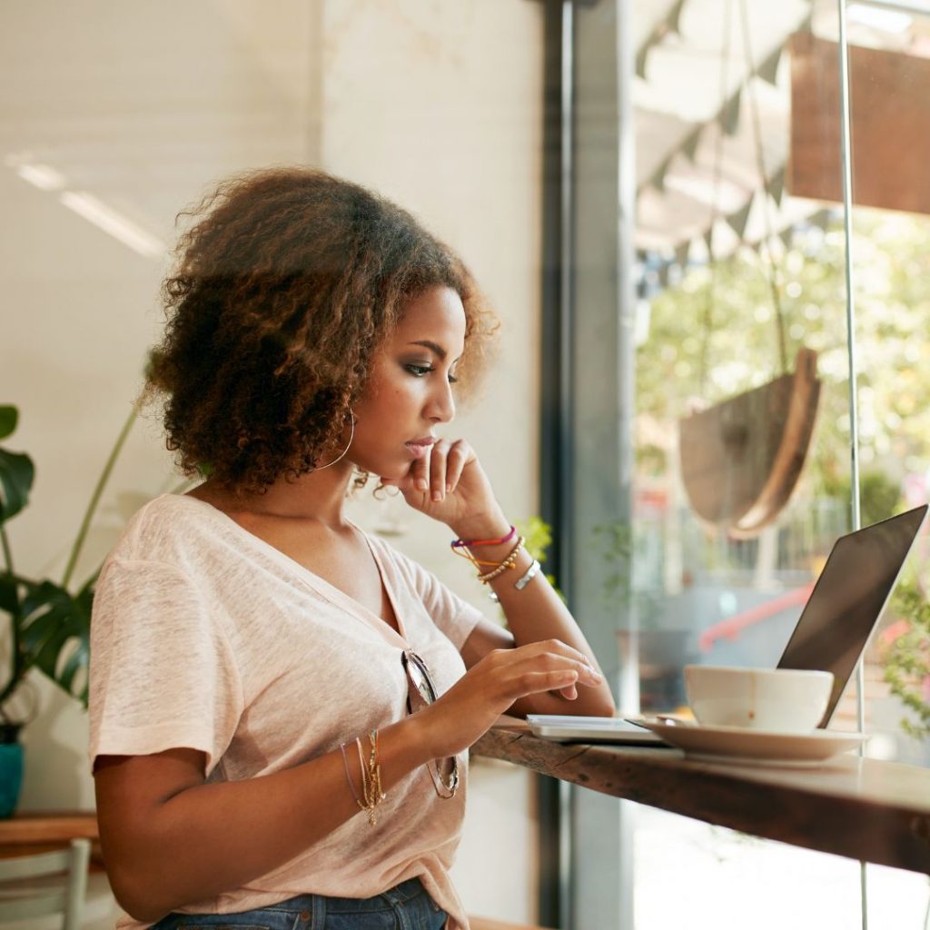 young woman at laptop