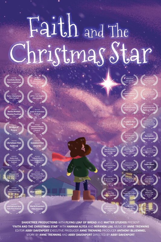 Official poster for Faith and The Christmas Star, a 2026 animated Christmas short directed by Anne Trenning and selected as a PVIFF finalist.