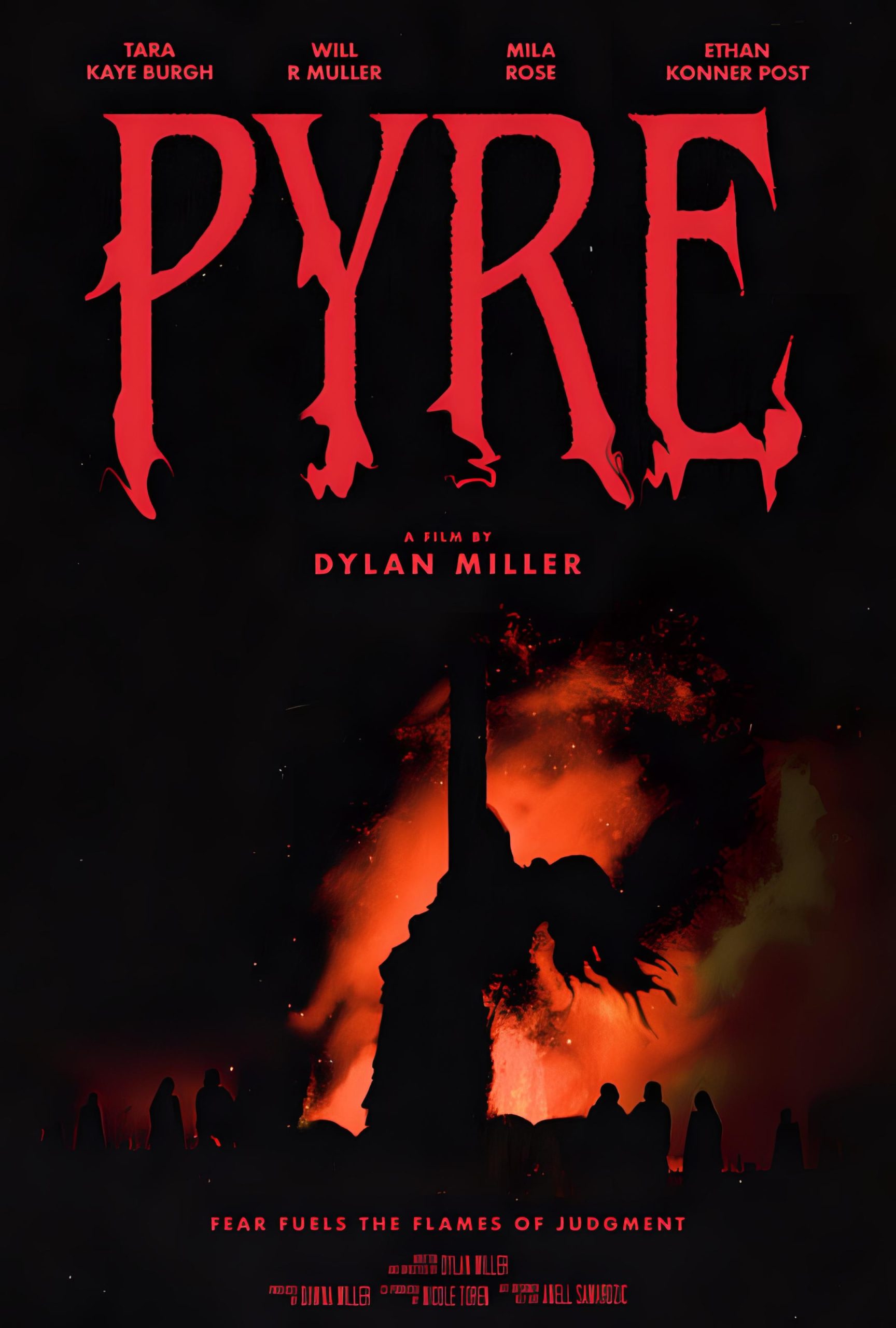 Official promotional poster for Pyre, a PVIFF 2026 finalist historical drama directed by Dylan Miller about a mother accused of witchcraft.
